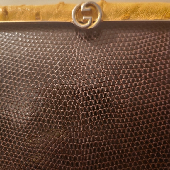 GUCCI CLUTCH WRISTLET LIZARD & OSTRICH - Picture 2 of 9